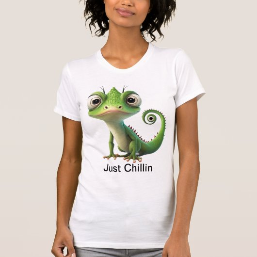 かわいいゲッコinポケット – Just Chillin' Lizard Tee Tシャツ (正面)