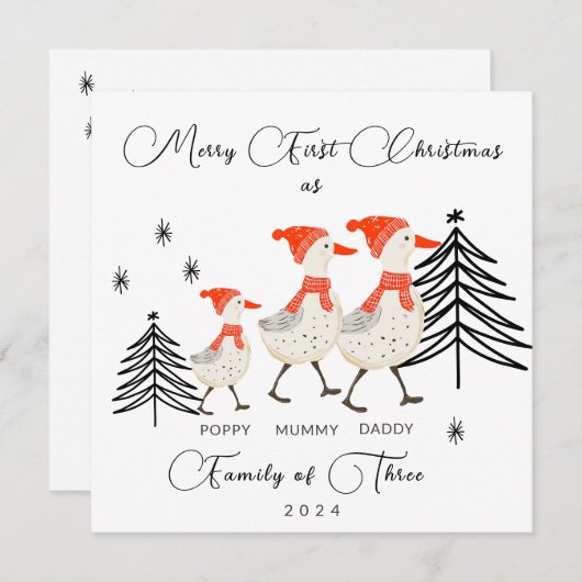かわいいゲーゼファミリーの3初めてのクリスマス シーズンカード (正面/裏面)