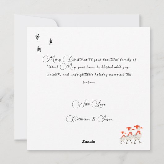 かわいいゲーゼファミリーの3初めてのクリスマス シーズンカード (裏面)