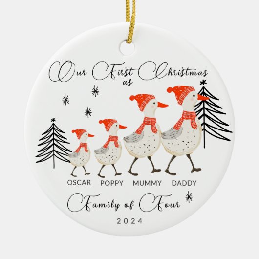 かわいいゲーゼファミリーの4初めてのクリスマス セラミックオーナメント (正面)