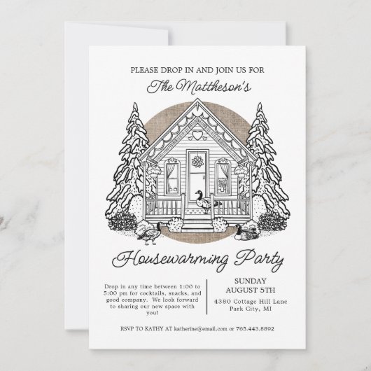 かわいいゲーゼ冬のドロップ引っ越し祝いパーティーパーティー 招待状 (正面)
