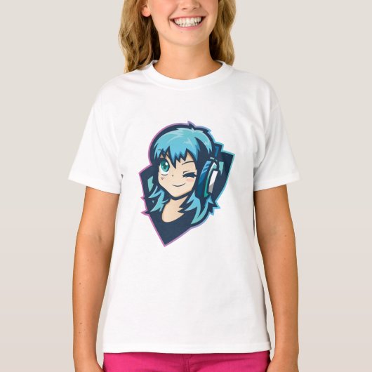 かわいいゲーマーアニメ娘ミュージック Tシャツ (正面)
