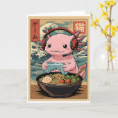 かわいいゲーマーアホロートルラーメン かわいい日本語ゲーミング カード (黄色い花)