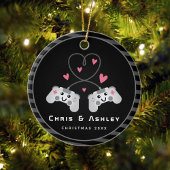 かわいいゲーマーカップルのゲーム機コントローラーの名前 セラミックオーナメント