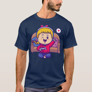 かわいいゲーマーガールマンガ Tシャツ