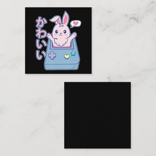 かわいいゲーマーバニー-うさぎパステルキュート スクエア名刺 (正面/裏面)