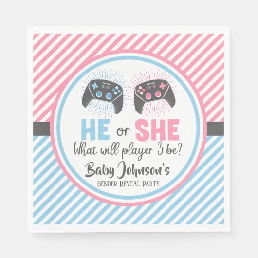 かわいいゲーマーベビージェンダーの公開 スタンダードランチョンナプキン (正面)