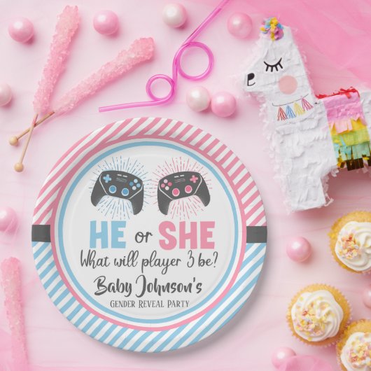 かわいいゲーマーベビージェンダーの公開 ペーパープレート (パーティー)