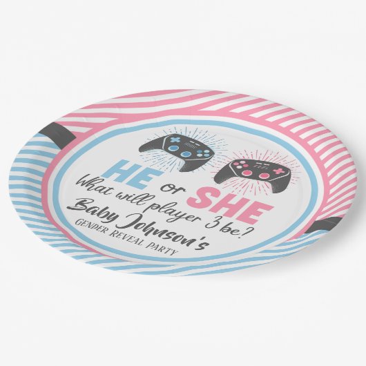 かわいいゲーマーベビージェンダーの公開 ペーパープレート (アングル)