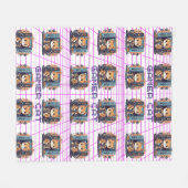 かわいいゲーマー猫の青パターン フリースブランケット (正面(横))