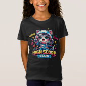 かわいいゲーマー猫宇宙飛行士 - ハイスコアクラブ かわいい Tシャツ (正面)