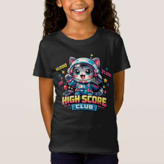 かわいいゲーマー猫宇宙飛行士 - ハイスコアクラブ かわいい Tシャツ