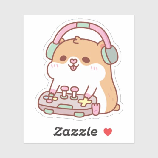 かわいいゲーマー遊ハムスターのビデオゲーム シール (シート)