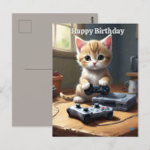かわいいゲーミング子猫、誕生日ポストカード ポストカード (正面/裏面)