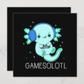かわいいゲームソロトル Axolotl ゲーマー 招待状 (正面/裏面)