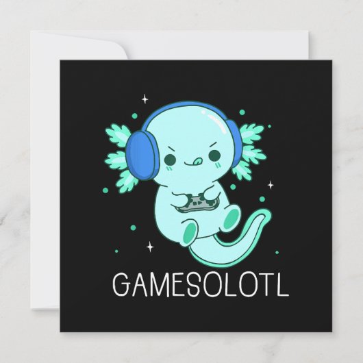 かわいいゲームソロトル Axolotl ゲーマー 招待状 (正面)