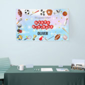 かわいいゲームタイムスポーツボール子供の誕生日へようこそ 横断幕 (トレードショー)