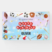かわいいゲームタイムスポーツボール子供の誕生日へようこそ 横断幕 (横)