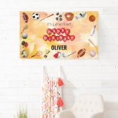 かわいいゲームタイムスポーツボール子供の誕生日へようこそ 横断幕 (インサイチュ)