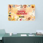 かわいいゲームタイムスポーツボール子供の誕生日へようこそ 横断幕 (トレードショー)