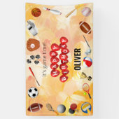 かわいいゲームタイムスポーツボール子供の誕生日へようこそ 横断幕 (縦)