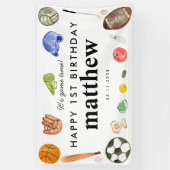 かわいいゲームタイムスポーツボール子供の誕生日へようこそ 横断幕 (縦)