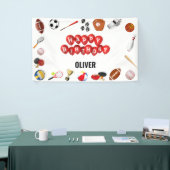 かわいいゲームタイムスポーツボール子供の誕生日へようこそ 横断幕 (トレードショー)