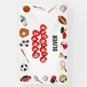 かわいいゲームタイムスポーツボール子供の誕生日へようこそ 横断幕 (縦)