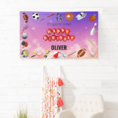 かわいいゲームタイムスポーツボール子供の誕生日へようこそ 横断幕 (インサイチュ)