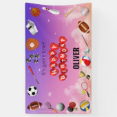 かわいいゲームタイムスポーツボール子供の誕生日へようこそ 横断幕 (縦)