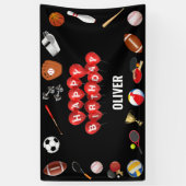 かわいいゲームタイムスポーツボール子供の誕生日へようこそ 横断幕 (縦)