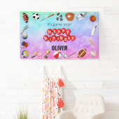 かわいいゲームタイムスポーツボール子供の誕生日へようこそ 横断幕 (インサイチュ)