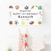 かわいいゲームタイムスポーツボール子供の誕生日へようこそ 横断幕 (インサイチュ)