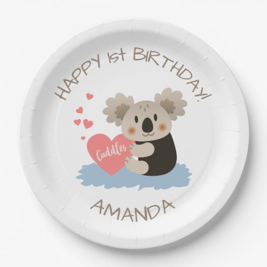 かわいいコアラかわいい子ID386 ペーパープレート (正面)