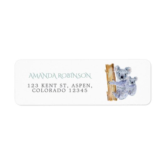 かわいいコアラがベビーシャワー ラベル (正面)