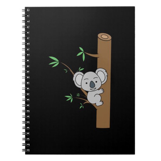 かわいいコアラがユーカリの木を登る ノートブック (正面)