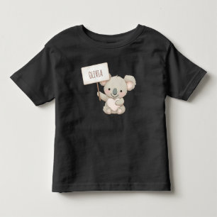 かわいいコアラが名前プレートを持っているデザイン トドラーTシャツ