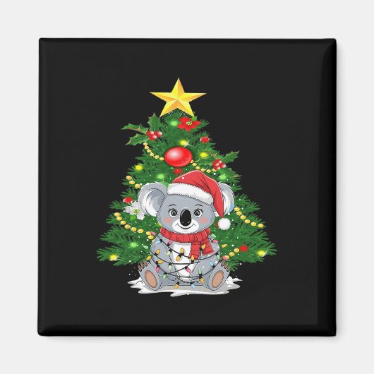 かわいいコアラとクリスマスツリーコアラ恋人クリスマ マグネット (正面)