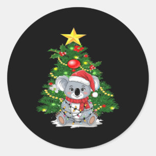 かわいいコアラとクリスマスツリーコアラ恋人クリスマ ラウンドシール