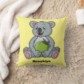 かわいいコアラとココナッツ漫画イラストレーション クッション (ブランケット)