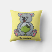 かわいいコアラとココナッツ漫画イラストレーション クッション (裏面)