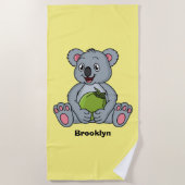 かわいいコアラとココナッツ漫画イラストレーション ビーチタオル (正面)