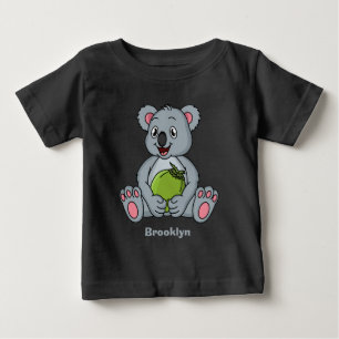 かわいいコアラとココナッツ漫画イラストレーション ベビーTシャツ