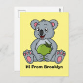 かわいいコアラとココナッツ漫画イラストレーション ポストカード (正面/裏面)