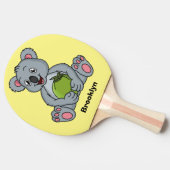 かわいいコアラとココナッツ漫画イラストレーション 卓球ラケット (横)