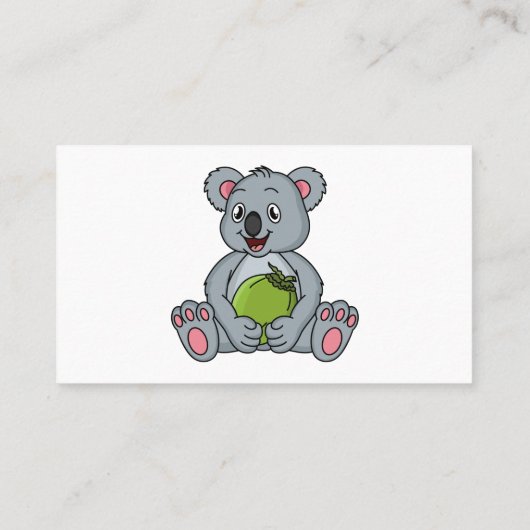 かわいいコアラとココナッツ漫画イラストレーション 名刺 (裏面)
