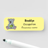 かわいいコアラとココナッツ漫画イラストレーション 名札 (インサイチュ)