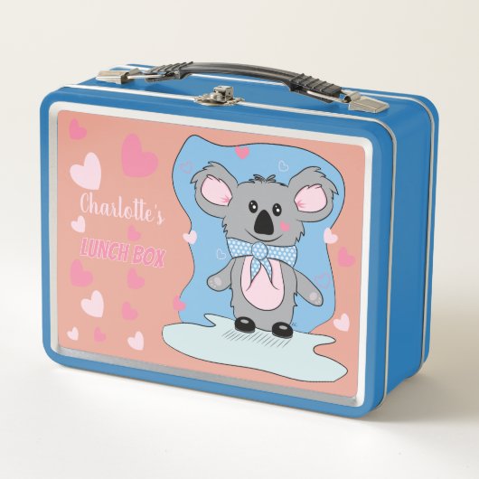 かわいいコアラとハートガールメタルランチボックス メタルランチボックス (正面)
