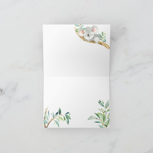 かわいいコアラとユーカリ赤ちゃんシャワーありがとう サンキューカード (内部)