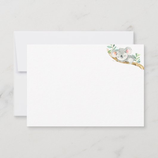 かわいいコアラとユーカリ赤ちゃんシャワーありがとう サンキューカード (裏面)